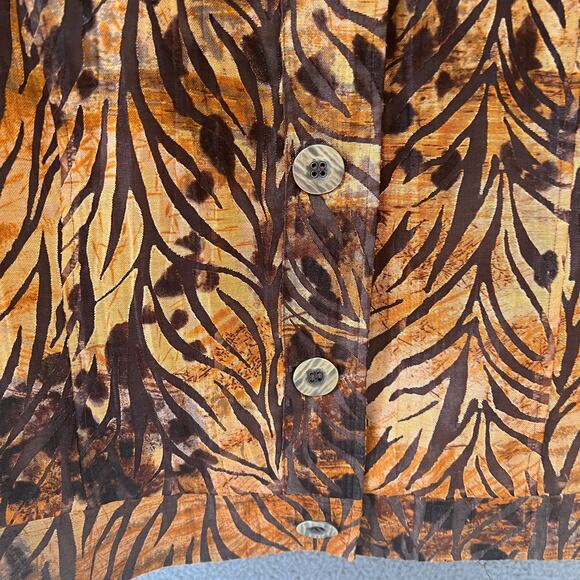 Coldwater Creek Jacket Size 16 Women's Top  Brown leaf pattern Art to wear Lined - Picture 6 of 10